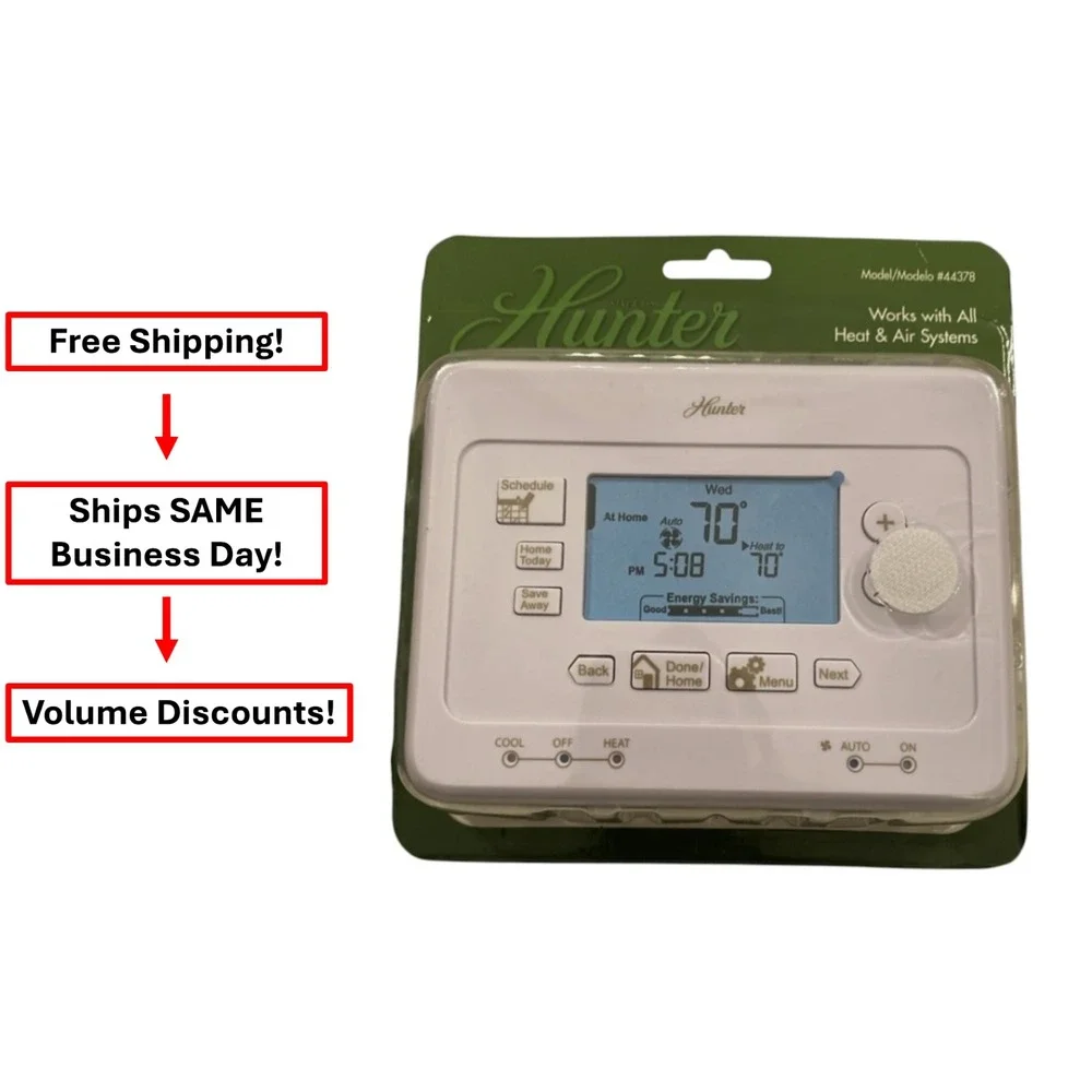 Universal Thermostat Hunter Home 44378 Digital 7 Day Programmable White